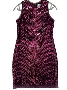 Vince Camuto Burgundy Sequin Cocktail Dress Sleeveless Party Mini Size 2